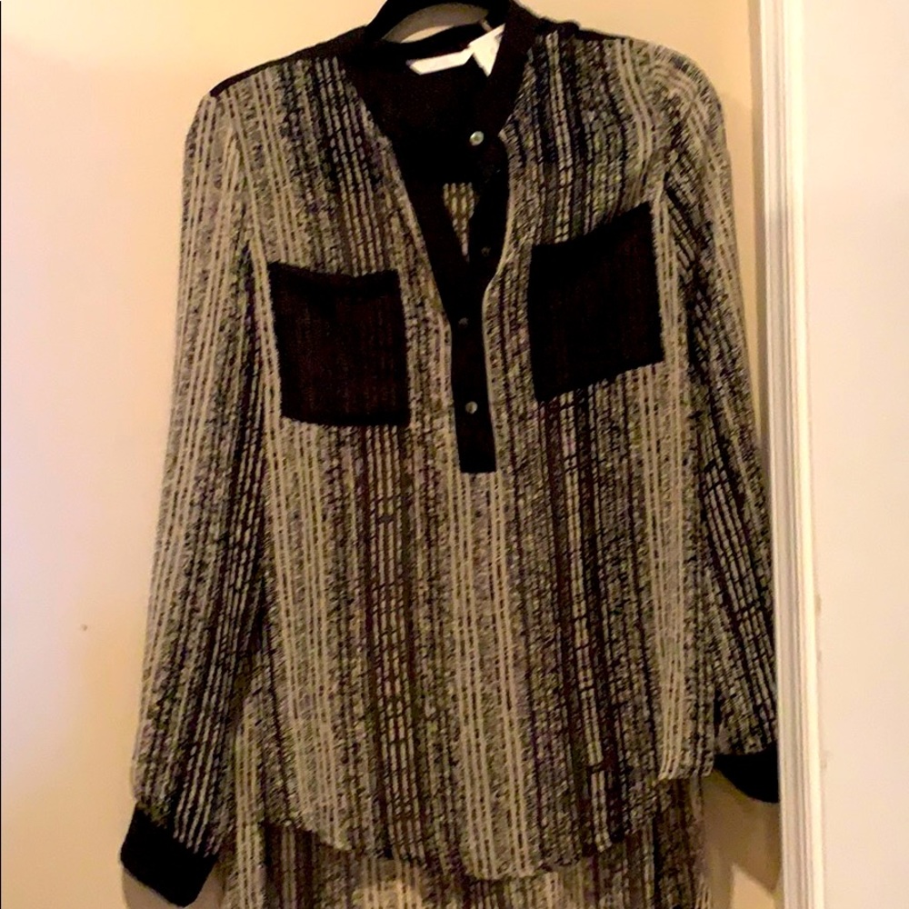 Beautiful silk black and white blouse